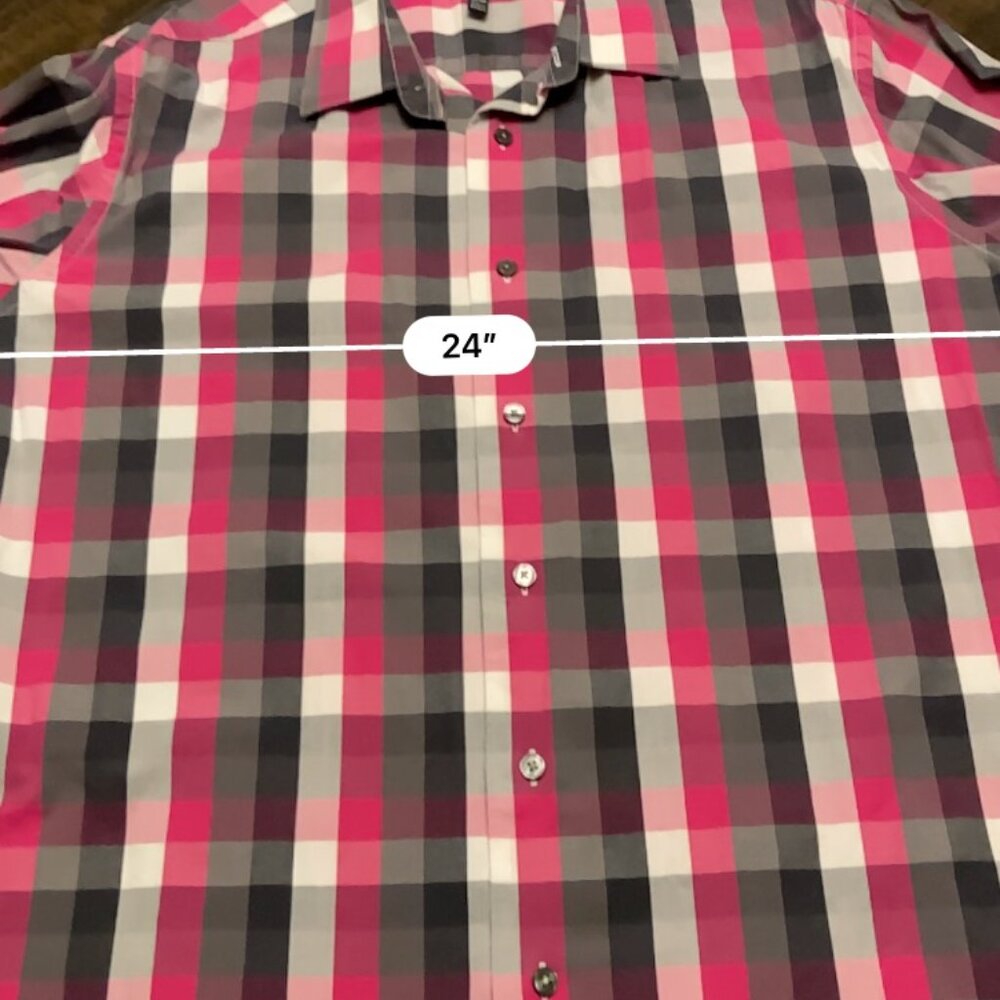 Men Apt. 9 Plaid Shirt Stretch Slim Fit - Picture 3 of 5